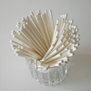Lollipop Sticks 4 1/2" for  Cupcake Toppers, Cake Pops, Suckers, White, 4 1/2 inch