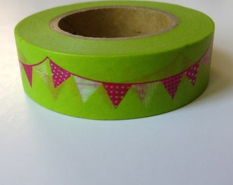 Lime Green Garland Washi Tape, Japanese Masking,Tokyo Edge
