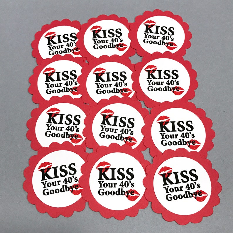 s Kiss Your 40 S Goodbye 50th Birthday Favor s Set Of 12 Red And White Or Your Choice Of Colors Paper Party Supplies s Kiss Your 40 S Goodbye 50th Birthday Favor s Set Of 12 Red And White Or Your Choice Of Colors Paper Party Supplies