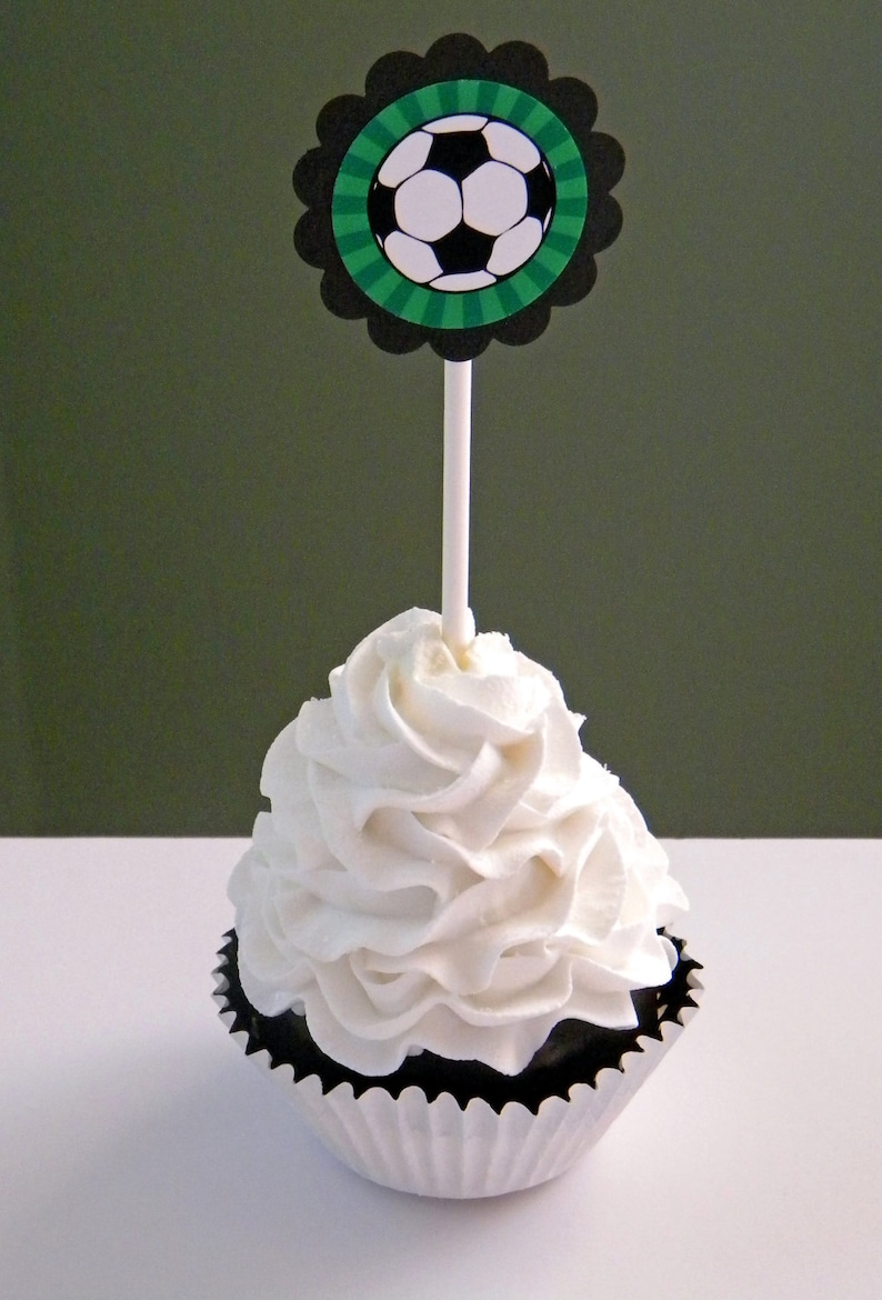Soccer Ball Cupcake Toppers Set of 12 Etsy