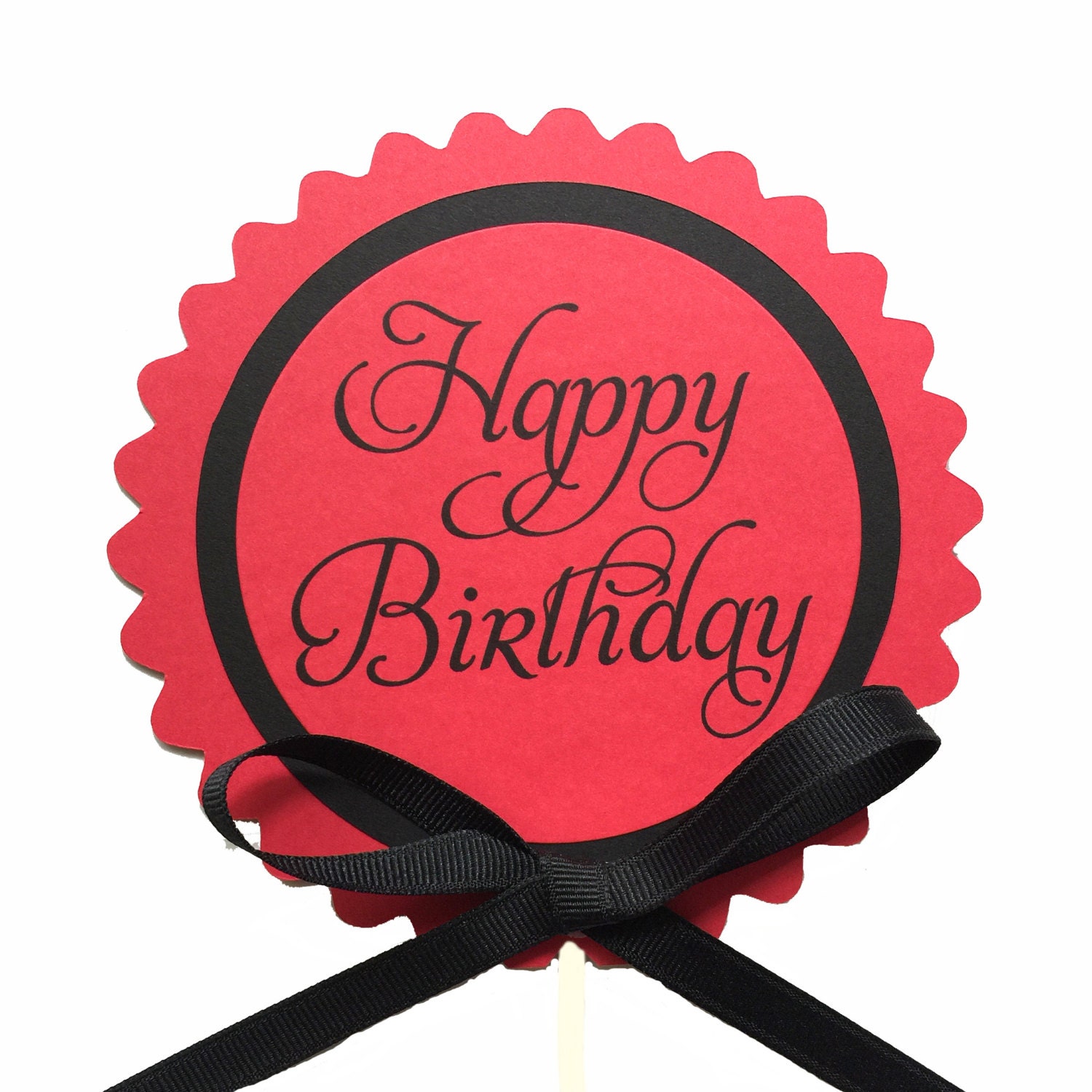 Happy Birthday Cake Topper Decoration Candy Pick Red and Etsy