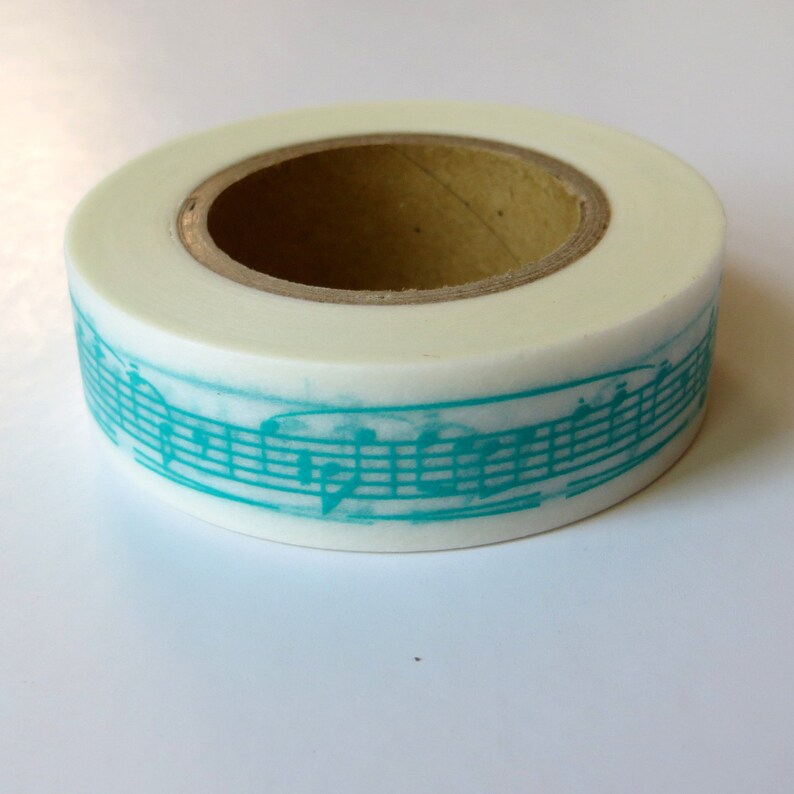 Mint Washi Tape, Japanese Masking,Tokyo Edge, Musical Notes image 1