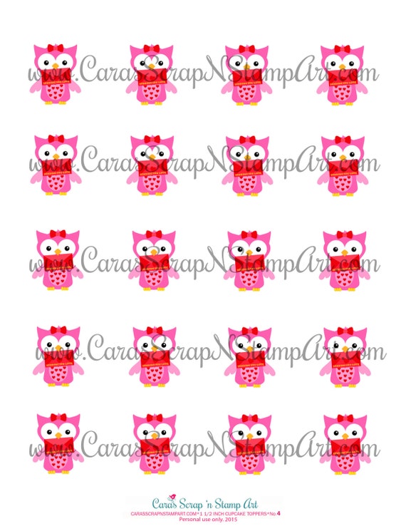 Valentine Printables - Owl - Cupcake Toppers - Sending Love - Happy ...
