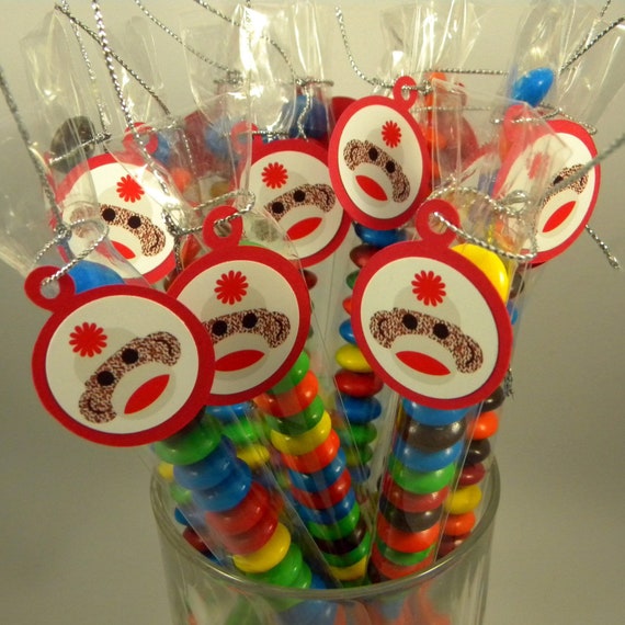 Sock Monkey Party Favors Candy Treat Bag, Set of 12 by Cara's Scrap