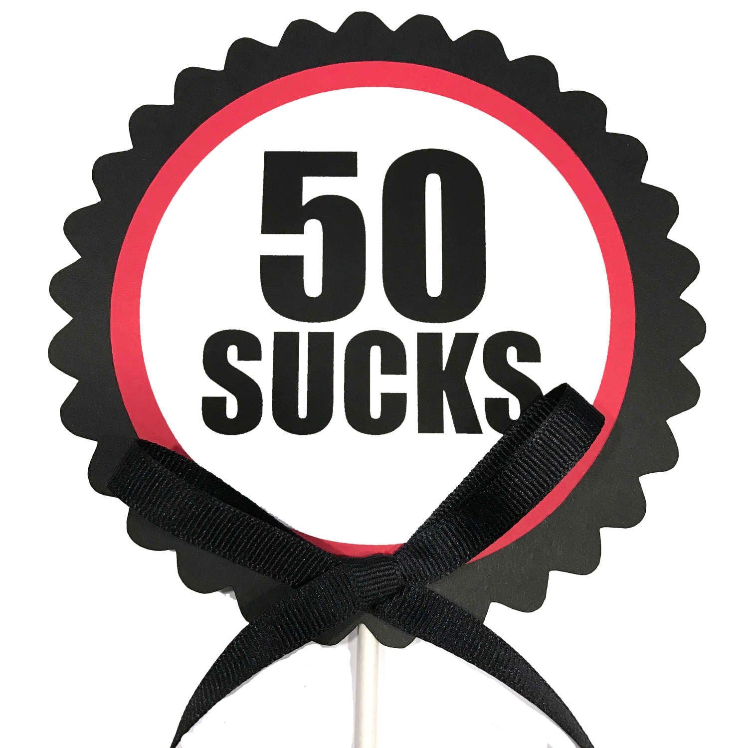 50th Birthday Topper 50 SUCKS Sucker Bouquet Black Red | Etsy