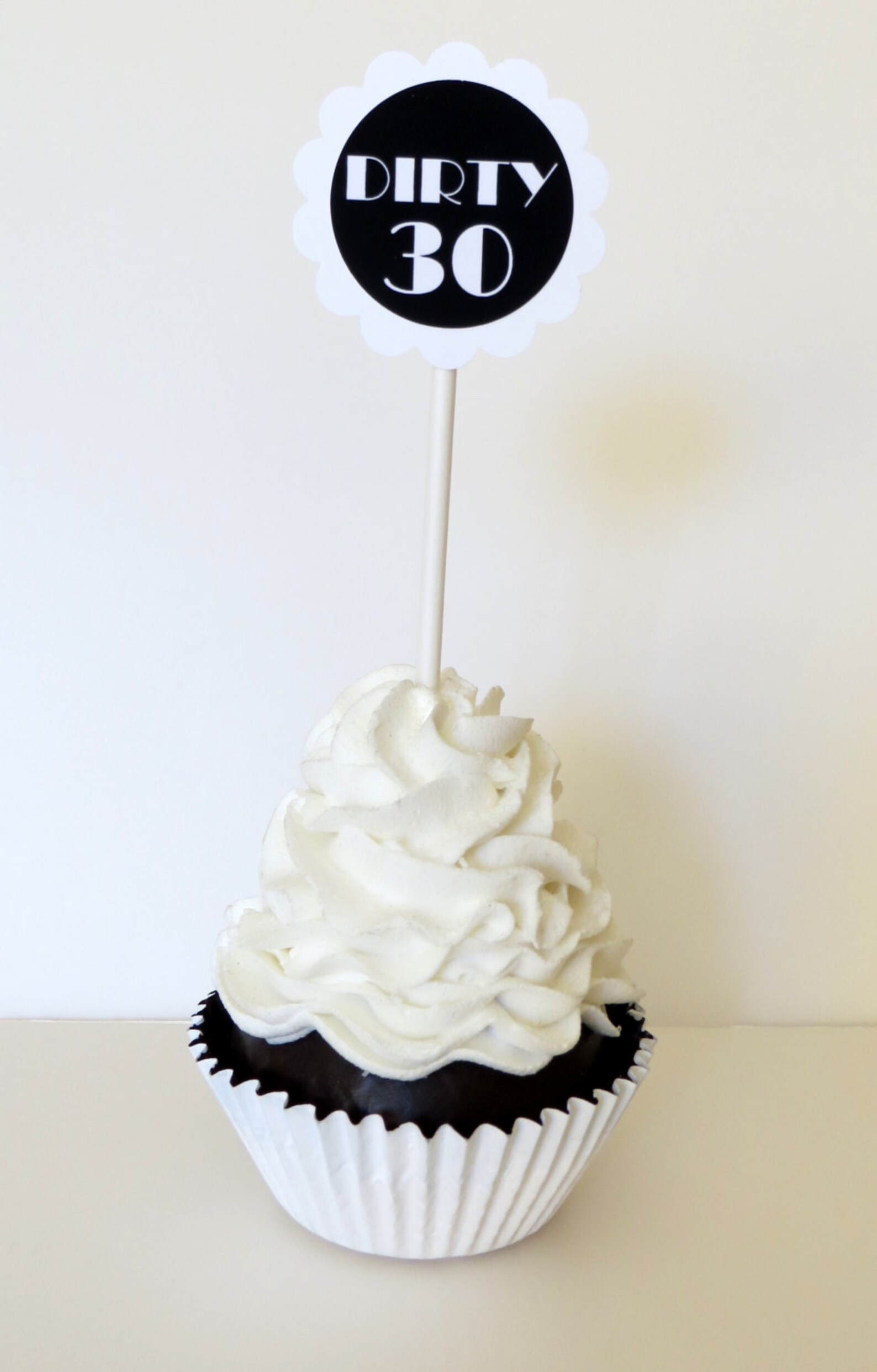 30th Birthday Cupcake Toppers DIRTY 30 Black and White Set Etsy