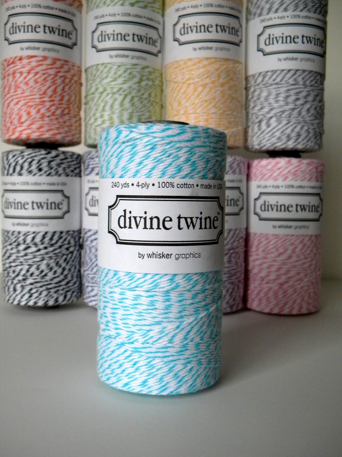 TEAL Bakers Twine TEAL Divine Twine Teal and White Bakers Twine 240 Yards  Teal Twine Teal Yarn Teal Knitting Teal Cotton String 