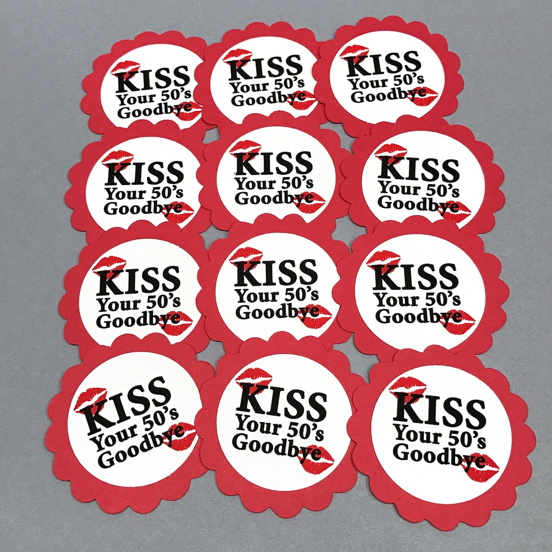 60th Birthday Kiss Your 50's Goodbye Favor Tags Red - Etsy