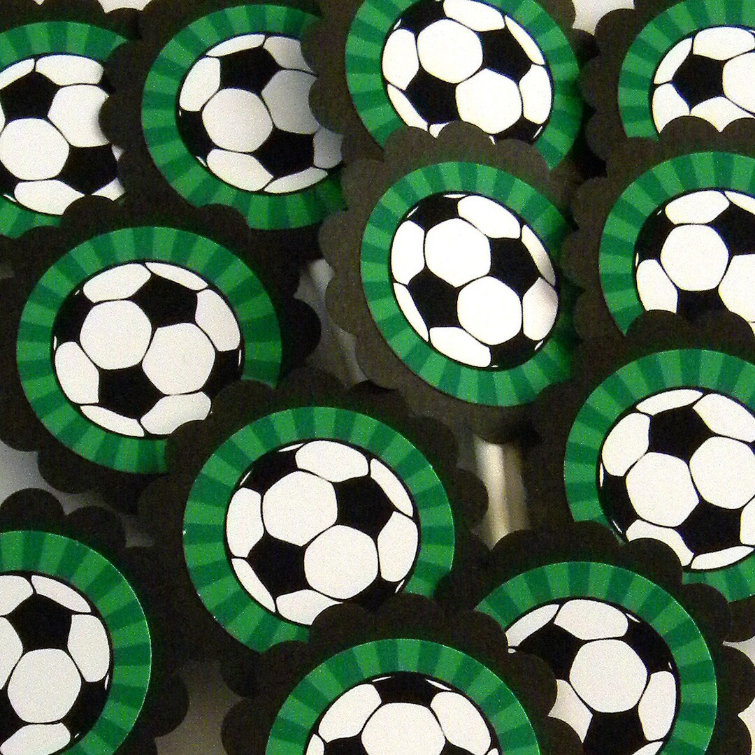 Soccer Ball Cupcake Toppers, Set of 12 Etsy