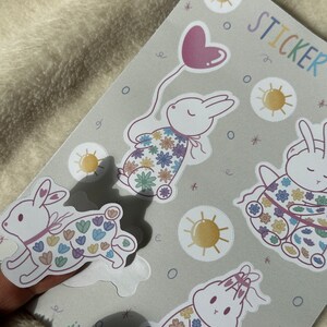Cute Bunny Stickers Floral Bunny Sticker Colorful Rabbit Sticker Sheet ...