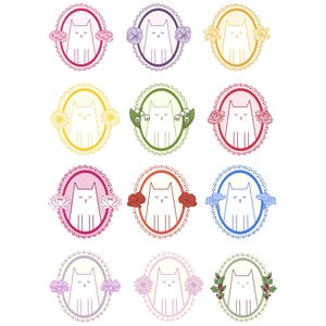 Pegatinas de gato con flores para el mes de nacimiento, bonito regalo personalizado para amantes de los gatos, pegatina impermeable, pegatina de mamá, calcomanía de vinilo para computadora portátil, pegatina para botella de agua