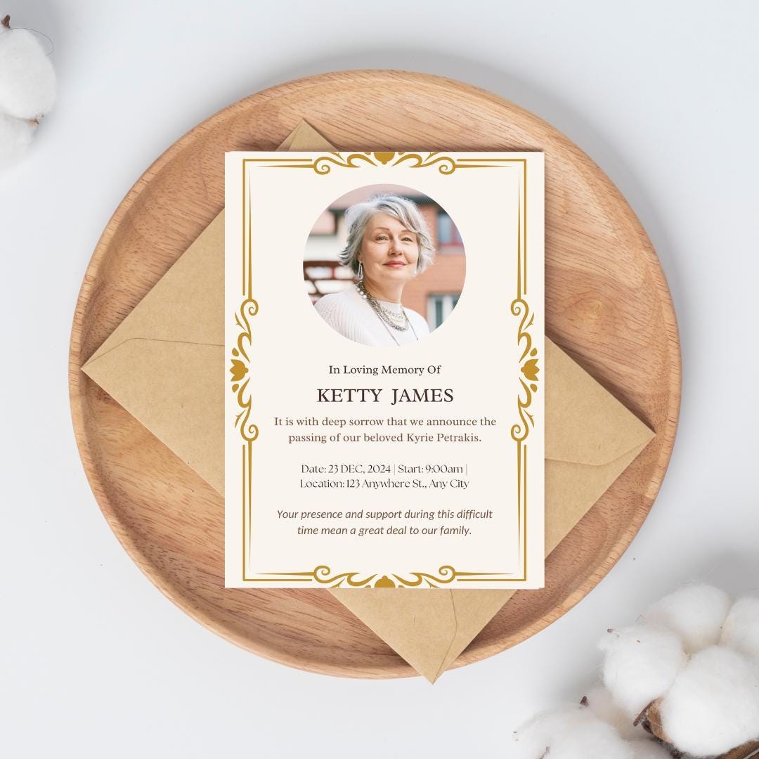 Last Rites Invitation Elegant Funeral Invitation Template, Celebration of Life Invite ...