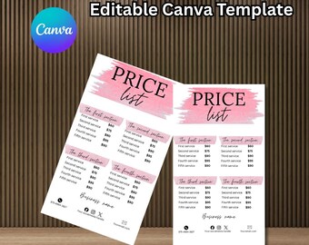 Salon Preisliste Vorlage | DIY Beauty Service Preise (Canva Printable)