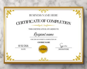 Bearbeitbare Abschlusszertifikatsvorlage Canva, druckbares Trainingszertifikat, Beauty-Course-Award-Zertifikat, Sofort-Download