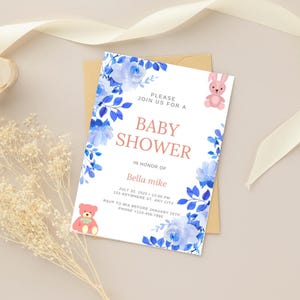 Carte de voeux modifiable pour baby shower, modèle de carte numérique pour baby shower, carte imprimable non sexiste, téléchargement immédiat, complément cadeau bébé