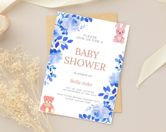 Bearbeitbare Baby Shower Grußkarte, Digitale Baby Shower Kartenvorlage, Gender Neutral druckbare Karte, Sofort Download, Baby Geschenk Add-On