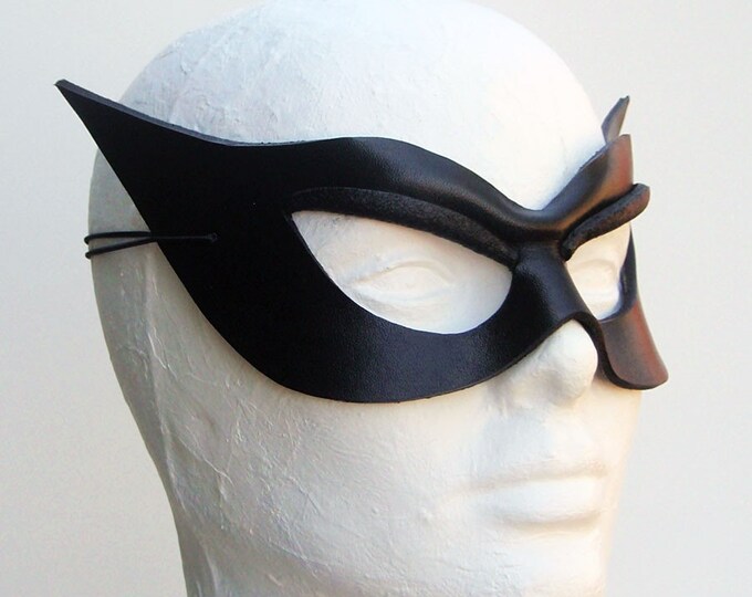 Catwoman Black Leather Costume Mask Masquerade Party Sale Item Etsy