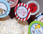 Items similar to On the farm (animals) custom printable cupcake toppers