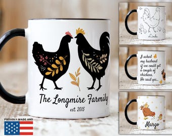 Personalized Chicken Lover Coffee Mug: Farmhouse Style Gift
