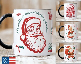 Retro Santa Christmas Gift with Naughty or Nice Checklist Personalized Name