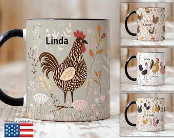 Personalizowany kubek do kawy dla miłośnika kurczaka: prezent w stylu wiejskim