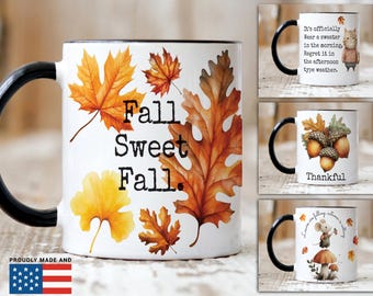 Spersonalizowany jesienny słodki kubek z liśćmi