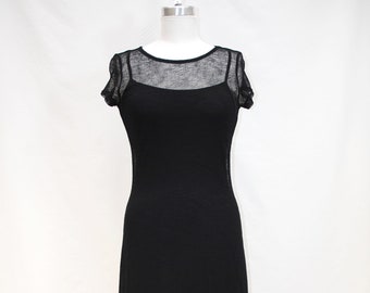 90s black Guess maxi dress, sheer stretchy knit, Bust 36, sexy and comfortable!