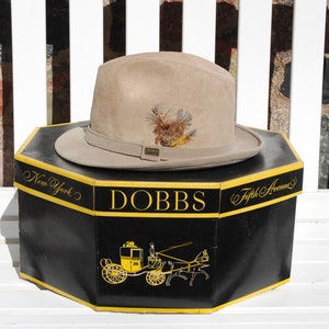 1960s Dobbs suede fedora, original box, Sz 7-1/4, EXCELLENT