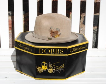 1960s Dobbs suede fedora, original box, Sz 7-1/4, EXCELLENT