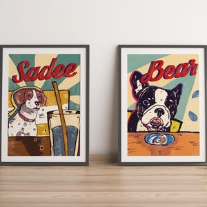 Dessin d'animal de compagnie rétro, portrait d'animal de compagnie personnalisé, style livre de contes rétro, dessin animé, meilleur cadeau, cadeau pour animal de compagnie, cadeau mémorable, portrait de chien, portrait de chat