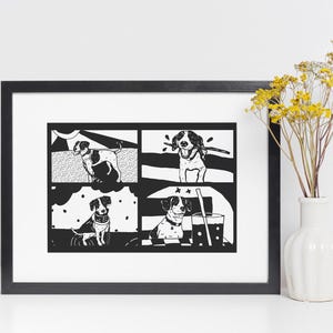Custom  pet portrait, photo booth style, photo strips style, original art, pet gift, memorable gift, best gift to pet owner