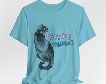Witchy Vibes Cat T-Shirt: Occult Pagan Fashion