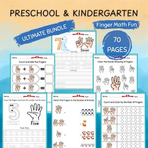 Finger Math Workbook – Preschool & Kindergarten, Counting, Addition (PDF Pattern)