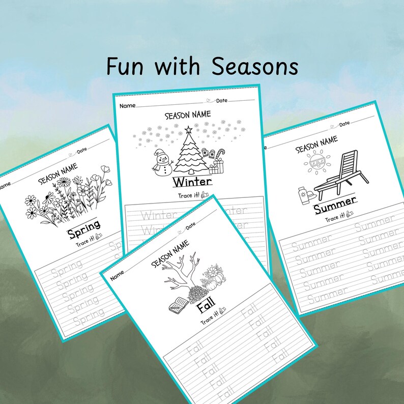 Preschool Tracing Worksheets for Kids – Days, Months & Seasons ...
