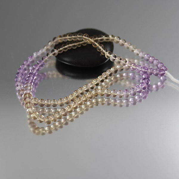 Ametrine Smooth Rondelle Beads - 5mm - Ametrine Beads - Full or Half Strand