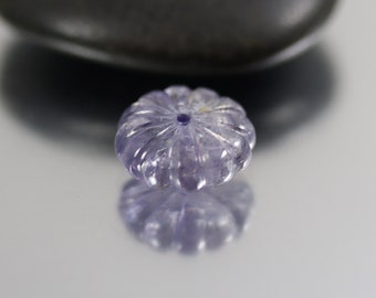 Iolite Carved Pumpkin Bead - Single - Iolite Beads - 14 x 4mm