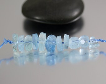 Aquamarine Gemstone Beads - Set of 11 - Aquamarine Beads - Nuggets