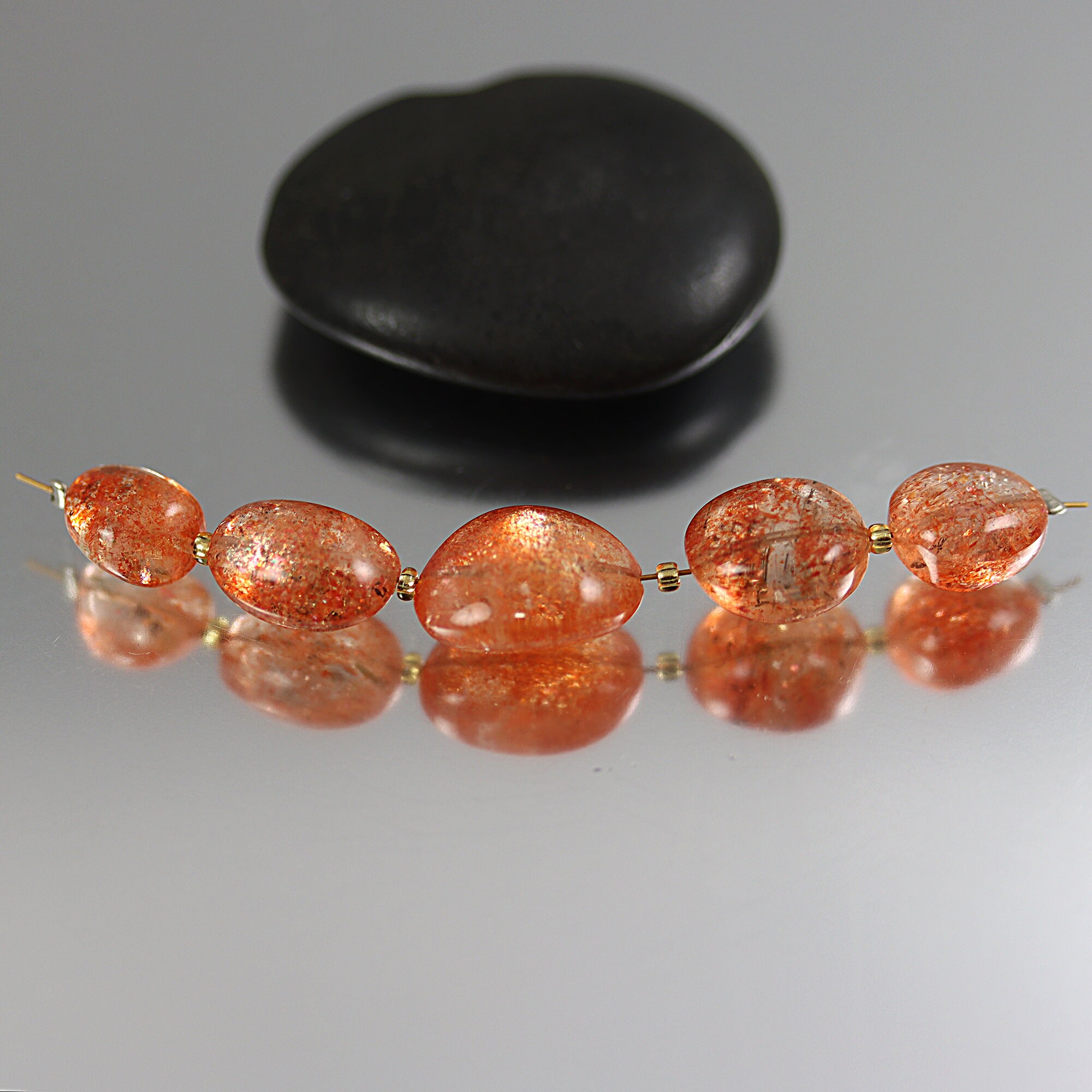 Sunstone Nugget Beads Ovals Sunstone Beads Set of 5 Etsy