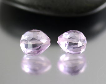 Pink Amethyst Heart Beads - Center Drilled - Pink Amethyst Beads - 8mm