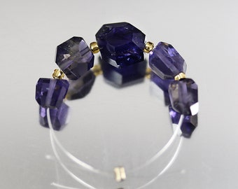Iolite Faceted Gem Grade Nugget Beads - Set of 5 - Iolite Beads - 5 to 9mm