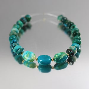 Chrysocolla Rondelle Beads with Opalina Ovals: 5-Inch Strand