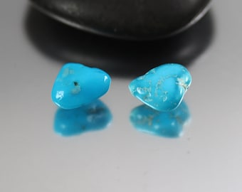 Sleeping Beauty Turquoise Nugget Beads - Pair - Sleeping Beauty Turquoise - 10mm