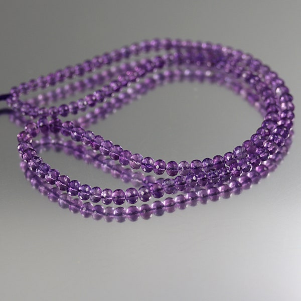 Reserved for Joan Superb Amethyst Faceted Rondelle Beads - 3 to 5mm - Amethyst Rondelle Beads - Full or Half Strand