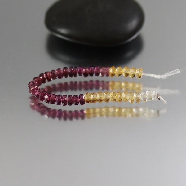 Faceted Multi Rondelle Beads - 3 Inches - Multi Rondelle Beads - 3.5mm Garnet Citrine