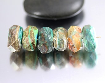 Gem Silica Faceted Nugget Beads - Set of 6 - Gem Silica Beads - 15 to 17 mm