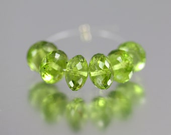 Peridot Gemstone Beads - Gem Quality - Peridot Beads - Set of 2, 4 or 6 Faceted Roundelles