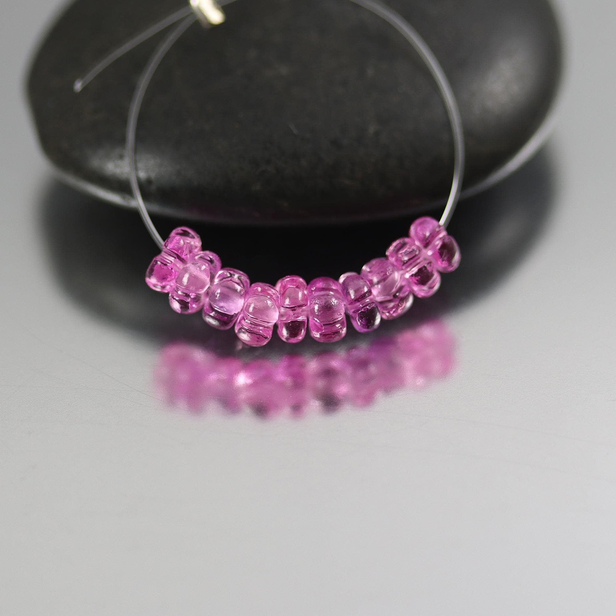 Reserved for Linda Purplish Pink Sapphire Pumpkin Beads - Set of 10 - Sapphire Rondelle Beads - 3 mm