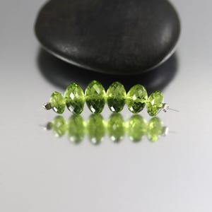 Peridot Plump Faceted Rondelle Beads - Set of 6 - Gem Quality Beads - 5 to 8 mm