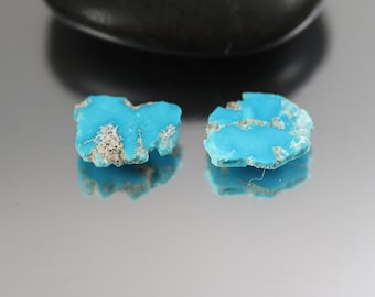 Sleeping Beauty Turquoise Slice Beads - Pair - Sleeping Beauty Turquoise - 14mm