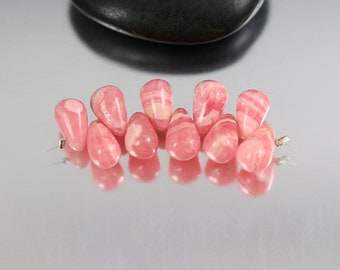 Rhodocrosite Teardrop Beads - Set of 10 - Rhodocrosite Beads - 9mm